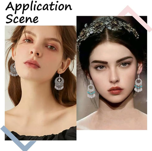 SUNNYCLUE 1 Box 8 Sets Bohemian Chandelier Earring Making Kit Tibet Style Alloy Boho Charms Fashion Drop Dangle Earrings Turquoise Glass Beads for...