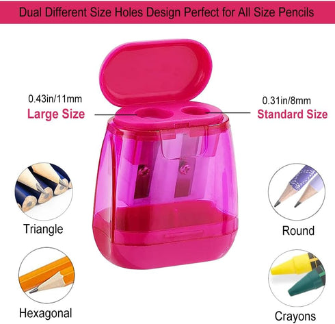 Colored Pencil Sharpener Manual, 4pcs Small Handheld Pencil Sharpeners Dual Holes with Lid for Kids Adults at Classroom School Office Home...