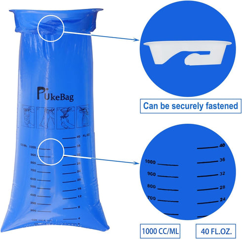 Emesis Bags, Disposable Vomit Bags, Aircraft Barf Bags Disposable, Throw Up Bags for Car Sickness, 12 Pack Blue Nausea Bags for Travel Motion Sick...
