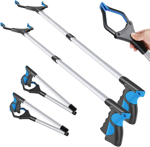 2-Pack Grabber Reacher Tool,32 Inch Extra Long Steel Foldable Pick Up Stick,90°Rotating Anti-Slip Jaw, Trash Claw Grabber Tool, Hand Grabber for R...