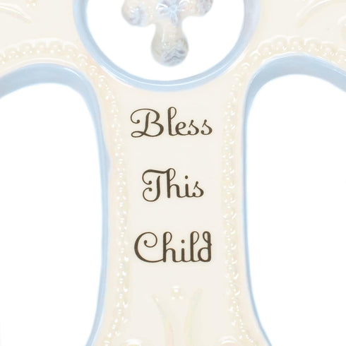 NAT and Jules Bless This Child Hanging Cross, Blue...