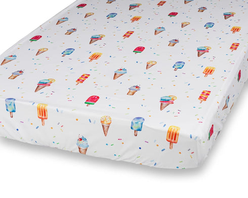 100% Cotton Fitted Crib Sheet - Premium Baby Bedding - Soft, Breathable & Durable (Ice Cream)...