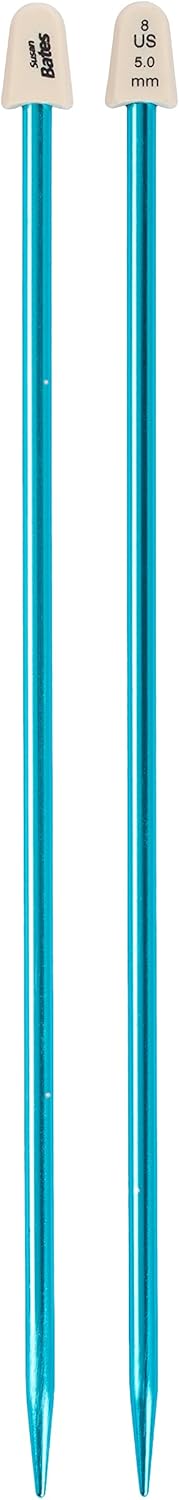 Susan Bates 10-Inch Silvalume Single Point Knitting Needle, 5mm, Turquoise...
