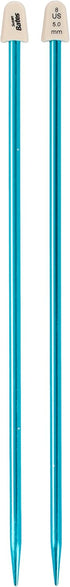 Susan Bates 10-Inch Silvalume Single Point Knitting Needle, 5mm, Turquoise...
