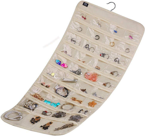 Hanging Jewelry Organizer,Accessories Organizer,80 Pocket Organizer for Holding Jewelries?Beige?...