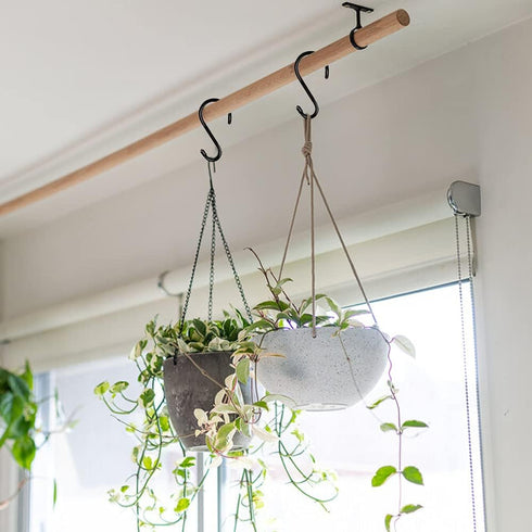 HiGift 6 Inch Large S Hooks for Hanging Plants, Non Slip Vinyl Coated S Hooks Heavy Duty, Metal Black Closet Hanger Hooks for Hanging Plant Jeans ...