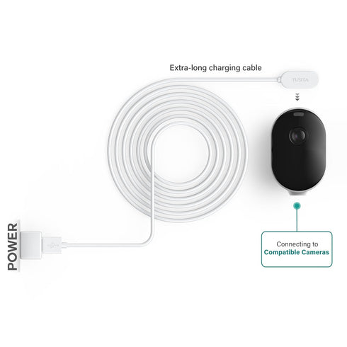 TUSITA 10-ft. Indoor Magnetic Charging Cable Compatible with Arlo Ultra 1 2, Pro 3 4 5 2K - 3M, White...