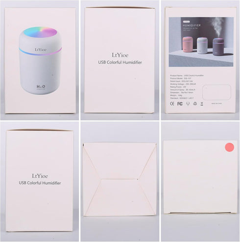 Colorful Cool Mini Humidifier, USB Personal Desktop Humidifier for Car, Office Room, Bedroom,etc. Auto Shut-Off, 2 Mist Modes, Super Quiet. (Pink)...