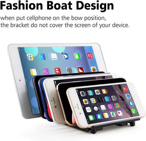 Adjustable Universal Multi Device Organizer Dock Stand Holder, Tablet Cell Phone Desktop Stand for iPhone Samsung Galaxy Google Nexus Kindle (Blac...