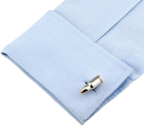 Bullet 2 Two Tone Shell Casing Army Police Pair Cufflinks in a Presentation Gift Box & Polishing Cloth...