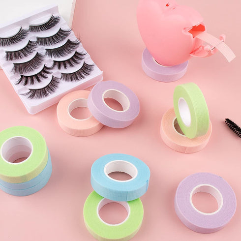 Rolybag 4 Colors Eyelash Extension Tape Breathable Eyelash Tape with Heart Shaped Tape Cutter Adhesive Non Woven Eyelash Tape Ladies Makeup Eyelas...