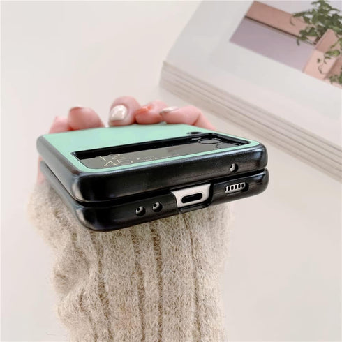 Lunivop Compatible with Samsung Galaxy Z Flip 3 5G Case Metal Ring Ultra Slim Cover Hard Plastic PU Leather Shockproof Phone Case Fashion (for Gal...