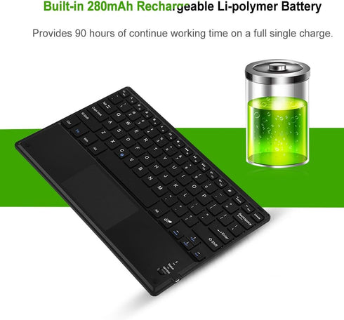 Ultra-Slim Bluetooth Keyboard, Portable Bluetooth Keyboard with Touchpad for Windows PC Android Phone Tablet...