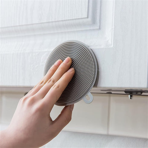 4PCS Silicone Dish Scrubber, Multipurpose Round Silicone Sponges Reusable Dish Brush Dish Brush for Kitchen Dish Dishes Fruits Vegetables(Gray)...