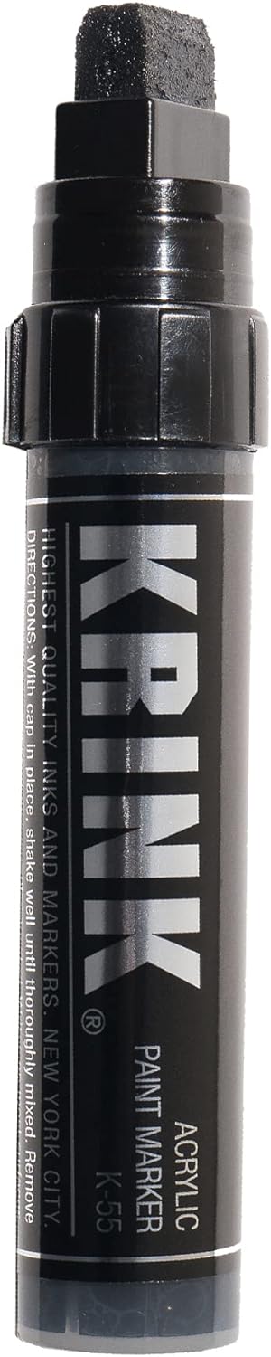 Krink K-55 Black Paint Marker - Vibrant and Opaque Fine Art Acrylic Paint Pens for Smooth Surfaces - Acrylic Paint Markers for Metal Paper and Pai...