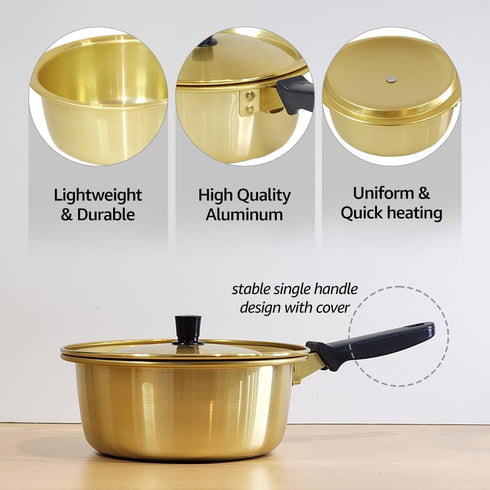 SCALEUP Korean Yellow Pot, Ramen Cooking Pot, Fast Heating (18cm/7 inches)...