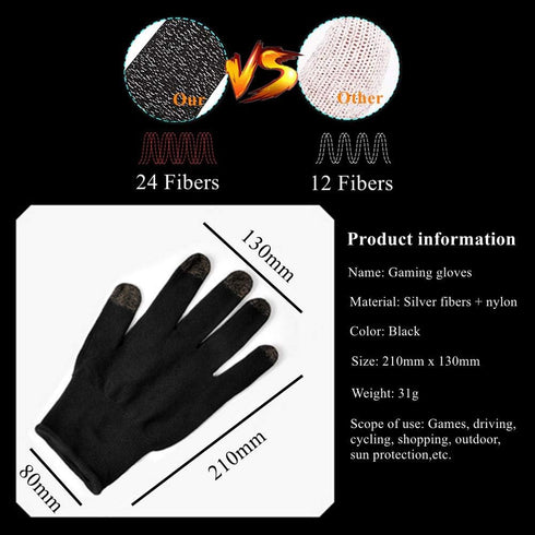 Gaming Gloves for Touchscreen, High-Sensitive Anti-Sweat Breathable Seamless Game Gloves for PUBG Mobile/Knives Out/Rules of Survival...