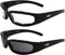 Global Vision Chicago Padded Motorcycle Riding Sunglasses 2 Pack Black Frames Clear & Smoke Lenses...