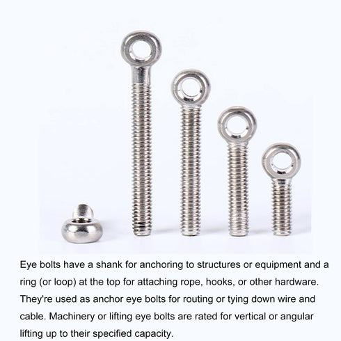 MroMax Swing Lifting Bolt 5Pcs M6 x 40mm Machinery Shoulder Swing Lifting Eye Bolt,304 Stainless Steel Metric Thread Lifting Eye Bolt for Home Ren...