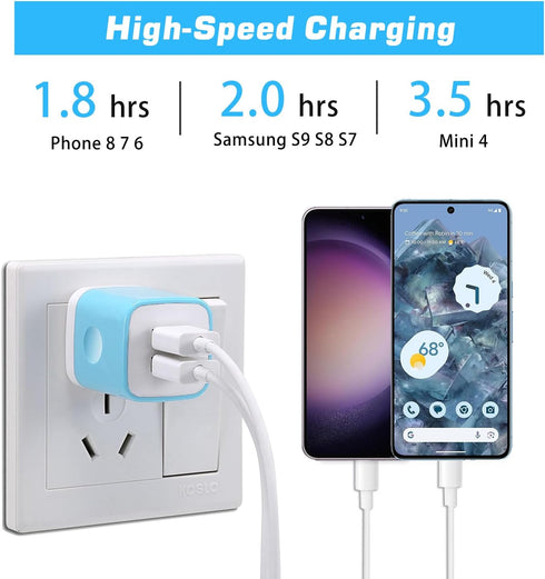 USB Wall Charger, 4-Pack 2.1A Dual Port USB Wall Plug Power Adapter Charging Block Charger Box Cube Compatible with Phone 13 12 11 Pro Max Mini XS...