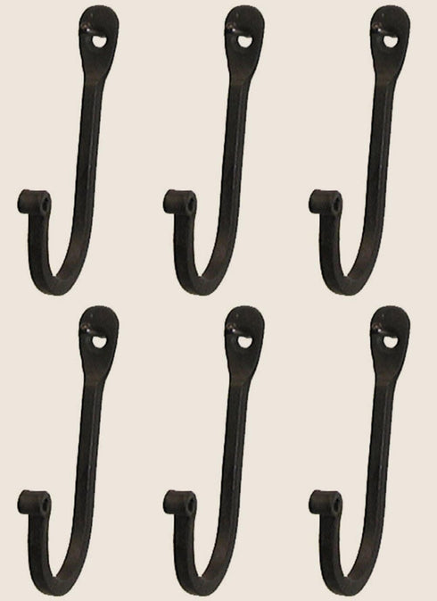 Colonial Tin Works Vintage Hand Forged Iron Classic Early American Plain Hook Black Set of 12 (Set of 12)...