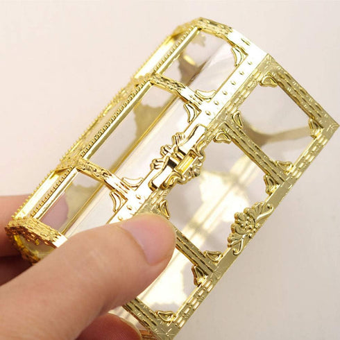 Fdit 12pcs Square Treasure Chest Shape Wedding Candy Box Chocolates Container Jar Decoration Gift for Children's Day Wedding Party (Gold)...