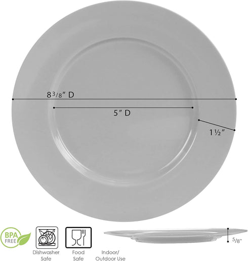 Calypso Basics Melamine Salad Plates Set of 6, 8.5 Inch, BPA-Free, Non-Toxic, Break-Resistant, Dishwasher Safe, Plates for Indoor & Outdoor Use, G...