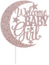 PALASASA Baby girl cupcake topper greeting moon and stars - Baby Shower Party - Gender Reveal Baby Girl Party Decorations?Rose gold?...