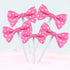 Bowknot Cupcake Topper 20 PCS Deep Rose with Dots, Children's Birthday Baby Shower Party Bow Dots Cupcake Toppers Cake Decoration Supplies...
