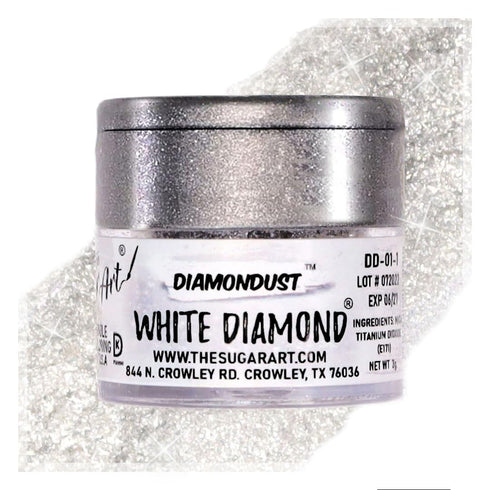 White Diamond Edible Glitter for Drinks, Cocktails, Cake Decorating, Strawberries, Chocolates & More | No Taste | 4g | 100% Food-Safe | Kosher, Ve...