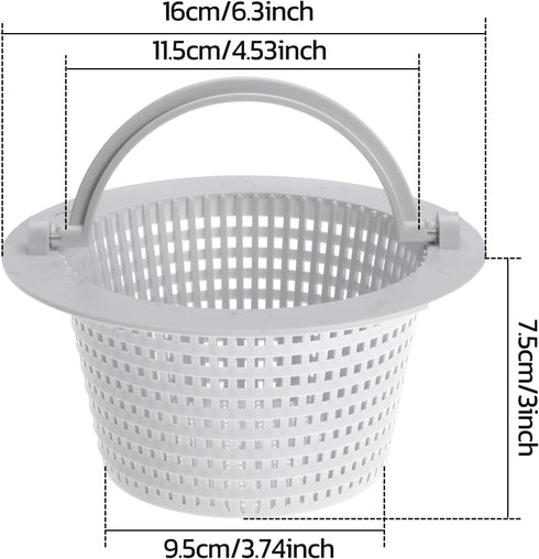 6" above Ground Pool Skimmer Basket Thru-Wall Strainer Basket Filter Basket with Handle to Clean Leaves and Debris (2)...