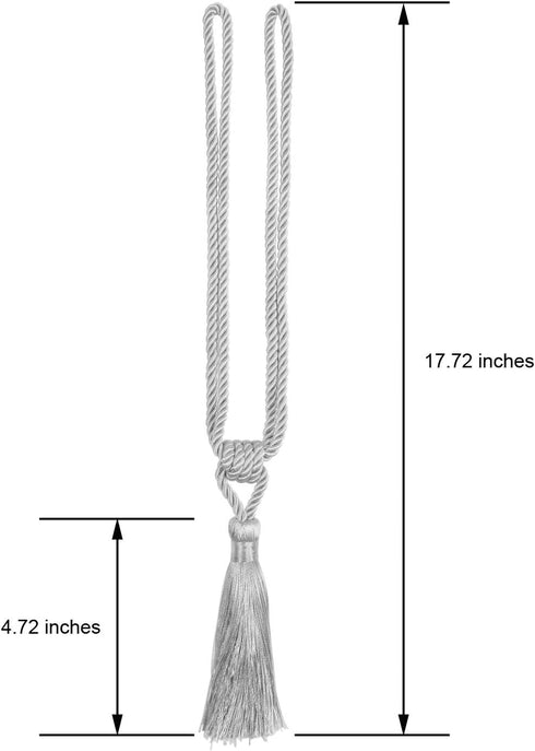 Fenghuangwu Curtain Tiebacks Tassel Tie-Backs, Rope Curtain tie Backs Handmade Curtain Holdbacks Made from Polyester (Silver, 4p)...