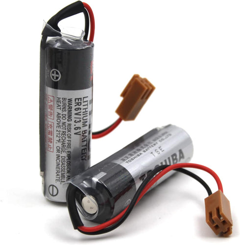 elxjar (2-Pack) 3.6V 2700mAh ER6V Battery Replacement for PLC in Factory Bag ER6VC119A ER6VC119B with Brown Plug Non-Rechargeable...