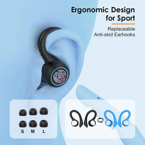 True Wireless Earbuds Bluetooth 5.3 Earphone, Touch Control with Charging Case, IPX7 Waterproof Stereo Headphone,Long Battery Life Headset Premium...