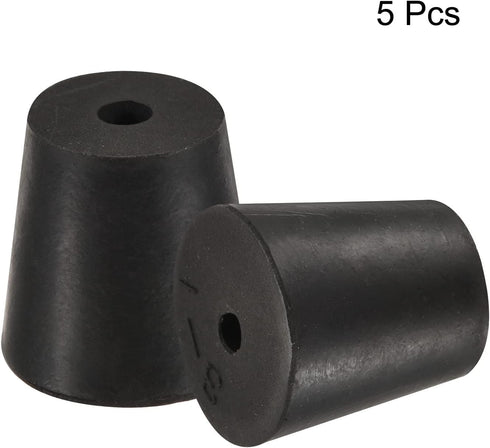 MECCANIXITY Rubber Tapered Plug 18mm to 24mm with Hole Test Tubes Bungs Stopper Black for Lab Home 5 Pieces...