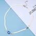 Boho Blue Sapphire Choker Necklace Gold Herringbone Chain Necklace Vintage Blue Gem Necklace Square Collar Necklace Chain Jewelry for Women and Gi...