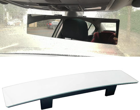 Kitbest Panoramic Rearview Mirror, 12 Inch Universal Clip On, Wide Angle, Frameless Extended, Car Mirror Clear Tint Convex for Cars, SUV, Trucks...