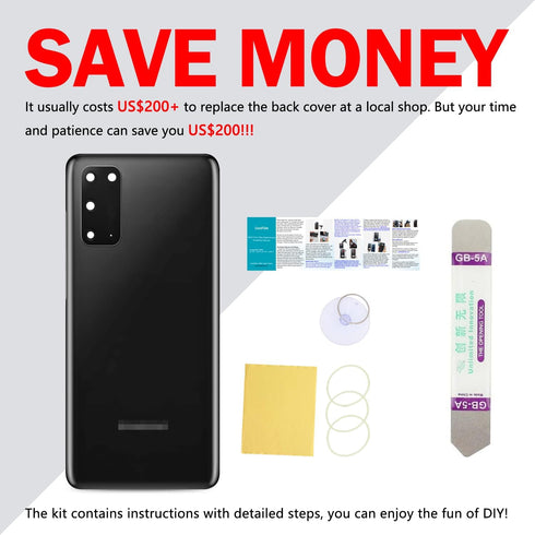 Compatible for Samsung Galaxy S20 Back Glass Cover Replacement 6.2-Inches Galaxy S20 5G SM-G980 SM-G981 All Carriers with Installation Manual + Re...