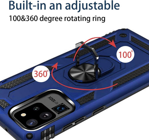 Fingic for Samsung S20 Ultra Case, Samsung Galaxy S20 Ultra Case Military Grade with Ring Car Mount Kickstand Hybrid Hard PC Soft TPU Shockproof P...