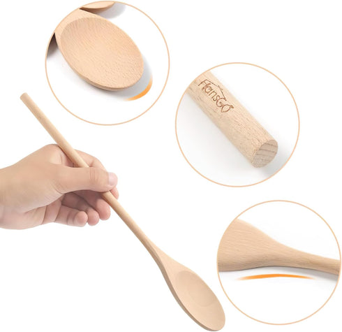 HANSGO 3PCS 12 Inch Long Wooden Spoons, Long Handle Wooden Cooking Mixing Oval Spoons Tasting Spoons Large Cooking Spoons...