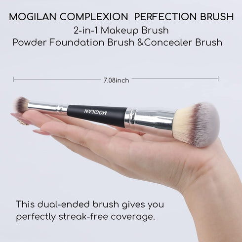 Makeup Brush Dual Ended Professional Foundation Brush For Liquid Makeup&Concealer Brush Under Eye for Flawless liquid Powder Foundation Blending,B...