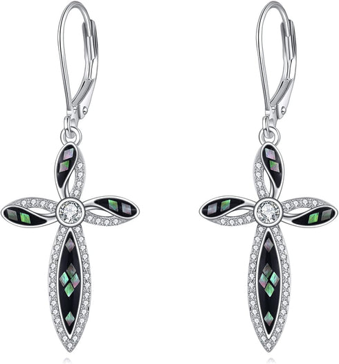 Cross Earrings 925 Sterling Silver Cross Dangle Drop Earring Gifts for Women...