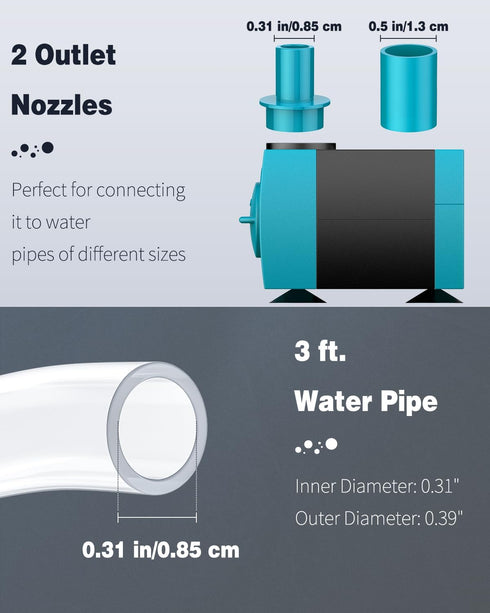 Pawfly 90 GPH Submersible Water Pump 4 W Mini Water Fountain Pump with 2.4 ft. Lift Height Quiet Adjustable Water Pump for Aquarium Fish Tank Foun...