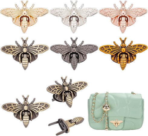 PH PandaHall 6 Sets, 6 Colors 3D Bee Shape Bag Turn Buckles Alloy Purse Lock Purse Clasp Closure Lock Clutch Closure for DIY Leathercraft Shoulder...