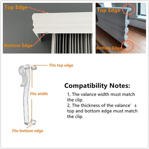 Valance Clips 6pcs 3'' Window Blinds Hidden Clip Clear Plastic for Horizontal Blinds Valance Retainer Holder...