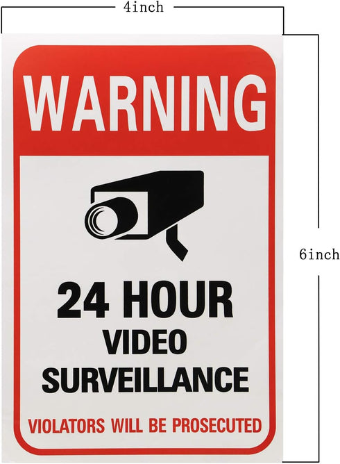 Tupalizy 24 Hours Video Camera Surveillance Sign Stickers Decals Self-Adhesive Home Business Alarm System Security Label Stickers for Window Wall ...