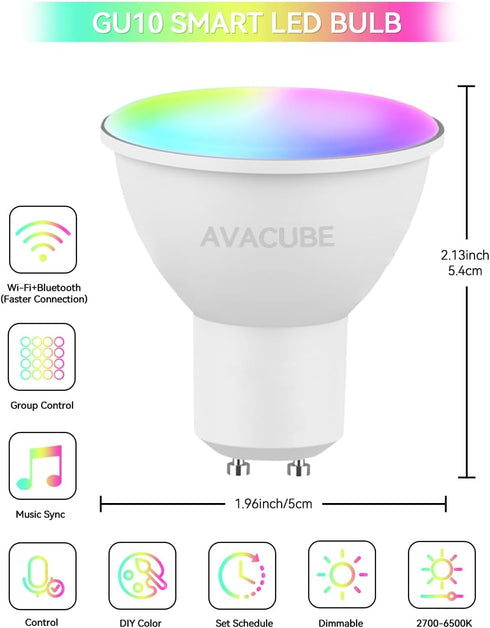 4 Pack GU10 Smart Bulbs for Track Lights, 4.7 Watts PAR16 Smart LED Bulb Compatible with Alexa Google Assistant SmartThings Siri, Color Changing, ...