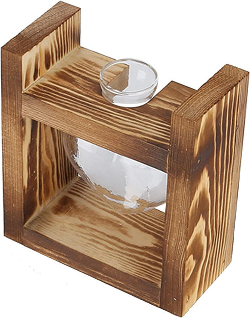 Plant Terrarium with Wooden Stand,Heart Shaped Transparent Glass Vase Flower Pot Hydroponics Plant Propagation Station for Hydroponics Plants Home...