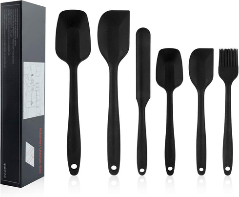 Silicone Spatula, 6 pieces Heat Resistant Rubber Spatulas Set for Baking, Cooking and Mixing Kitchen Utensils Seamless One Piece Spatula with Stai...