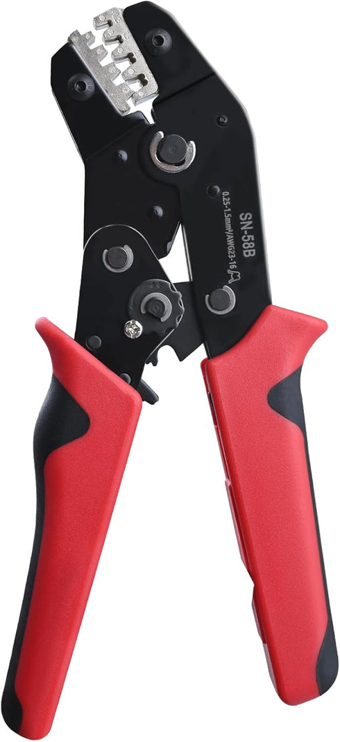 Crimping Tool for Non-Insulated Open Barrel Terminals & Receptacles,Wire Crimper,Wire Crimping Tool, Electrical Crimping Tool for AWG 23-16 (0.25-...